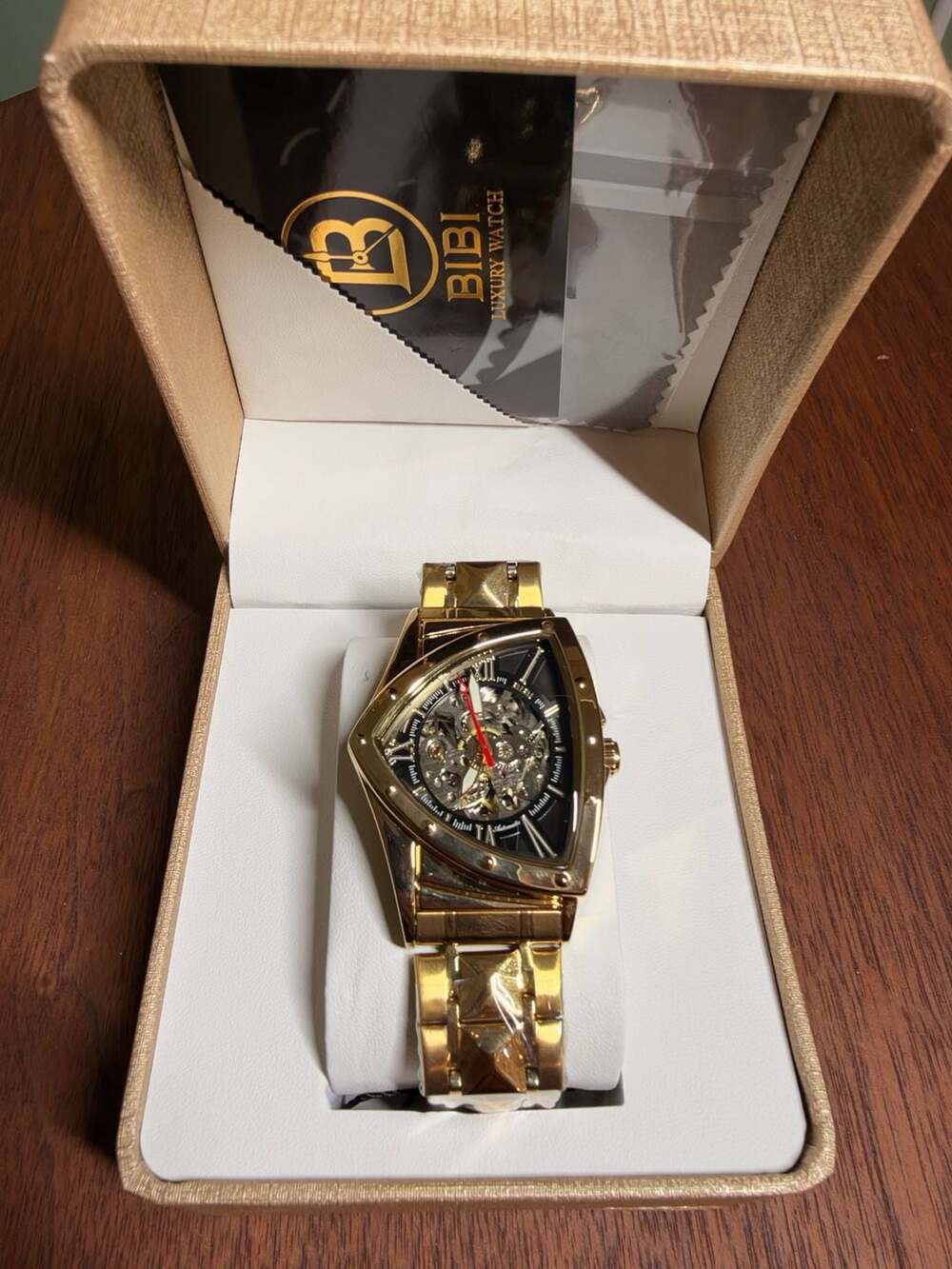 BIBI Luxury Watch Triangle Skeleton Gold Automatic Mechanical Watch